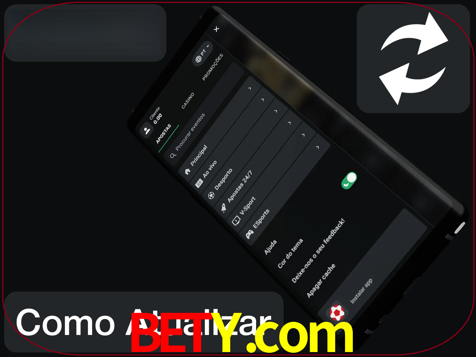 O aplicativo é atualizado automaticamente quando você faz o login.