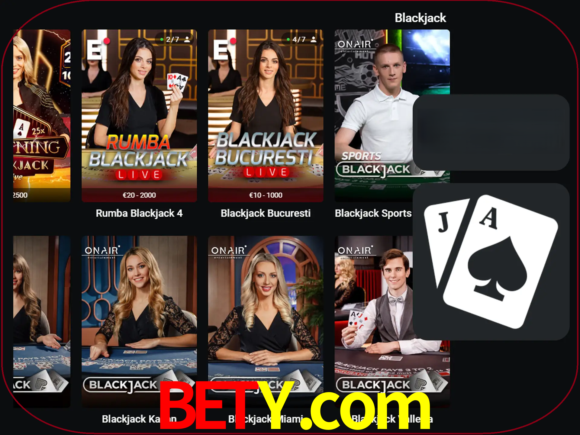 Escolha uma mesa completa de jogadores de blackjack.